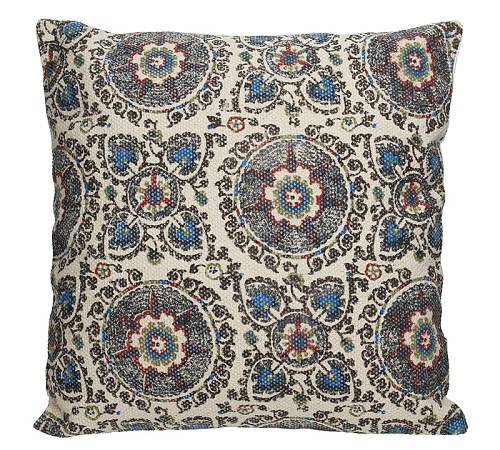 Μαξιλάρι cotton εκρού/μπλέ σχ."Nain", 50x50cm XET-7272