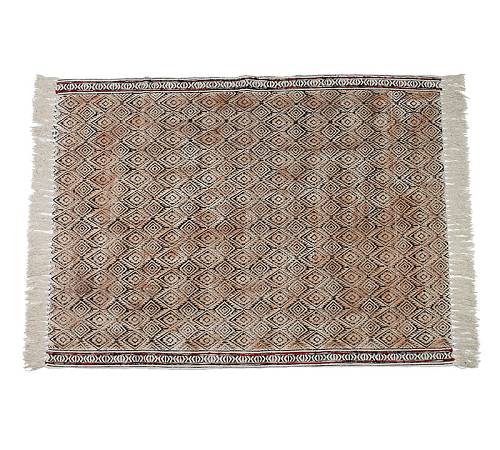 Χαλί cotton μπεζ/μαύρο tribal σχέδιο, 120x180cm XET-7271