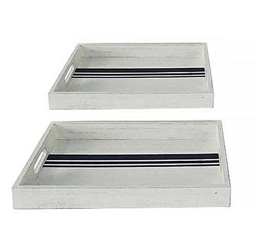 Σ/2 ξύλινοι παραλ/μοι δίσκοι εκρου/μπλε 40/47cm ID220