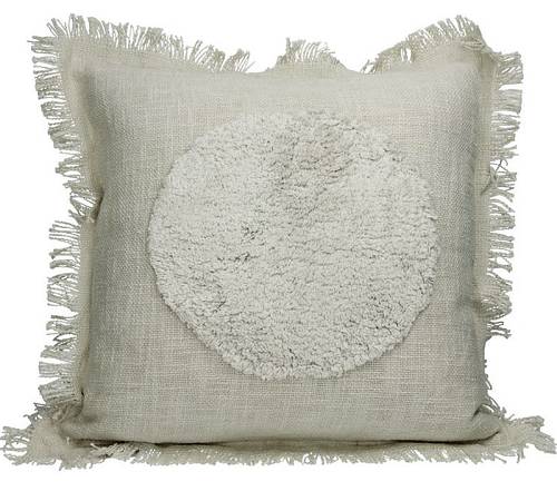 Μαξιλάρι cotton με κρόσσι σχ.κύκλος αν.γκρι 45x45 XET-9137