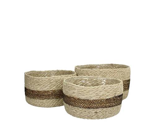 Σ/3 καλάθια από γιούτα, εκρού/καφέ χρ. XET-7255