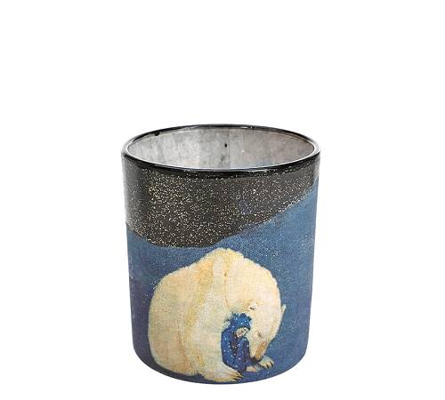 Γυάλινο κηροπήγιο ρεσό με πολική αρκούδα,9cm XM700