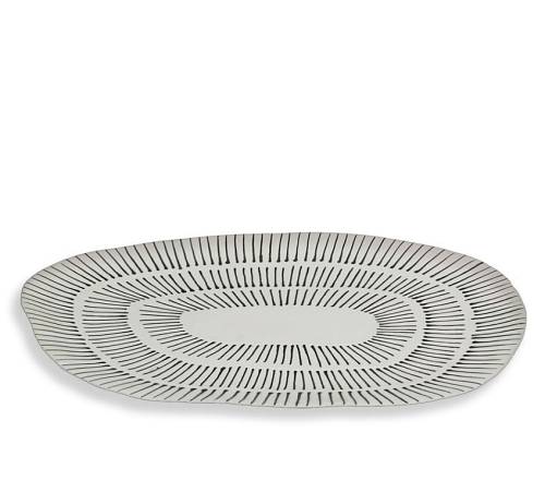 Πιατέλα κεραμική, ασύμμετρο σχ.,λευκό/μαύρο, δ.30cm XET-8280