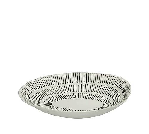 Mπολ κεραμικό, ασύμμετρο σχ.,λευκό/μαύρο, δ.30cm XET-8281