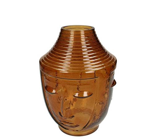 Γυάλινο βάζο "Face" καφέ χρ.,18x25cm XET-8993