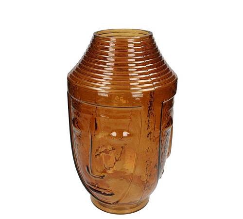Γυάλινο βάζο "Face" καφέ χρ.,20x32cm XET-8994