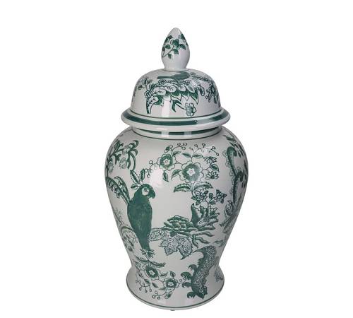 Κινέζικος αμφορέας σχ.παπαγάλος πράσινο χρ., 46cm XET-9244