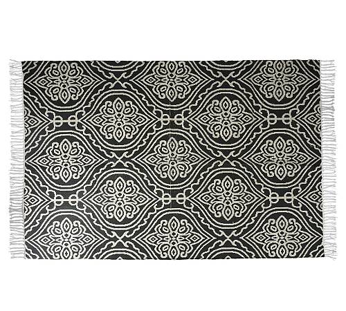 Χαλί με κρόσσι με τύπωμα Damask σχδ.,μαύρο 180x120cm HE239
