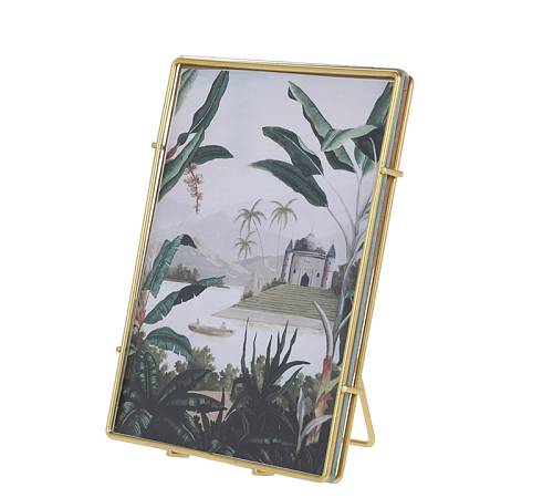 Φωτ/θήκη (10x15) χρυσή κορνίζα & τροπικό θέμα,13x17.5cm HE252