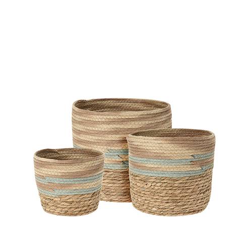 Σ/3 καλάθια υάκινθου με γαλάζια ρίγα,17/22/26cm HE265