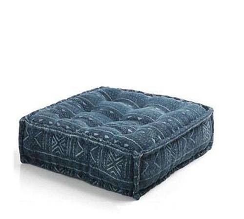 Χαμηλό πουφ, καπιτονέ, εθνικ σχ.,μπλε 50x25cm GK119