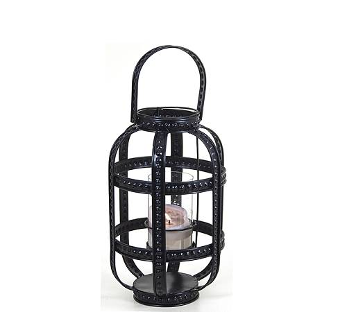 Vintage μαύρο σιδερένιο φανάρι σχ.οβάλ 32,5cm HT422-B