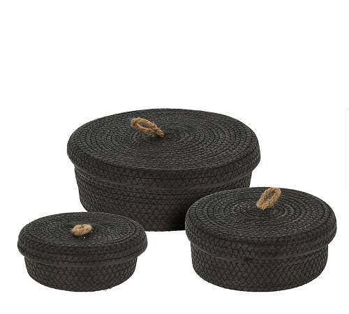 Στρογγυλό κουτί με καπάκι Σ/3, μαύρο χρ. HE278