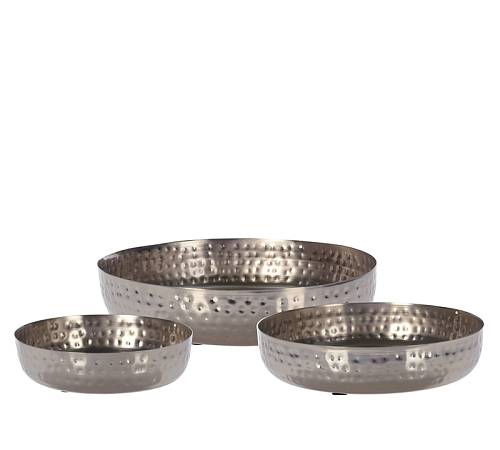 Μπωλ σετ 3τεμ. Μεταλλικά σφυρήλατα ασημί χρ. HE286