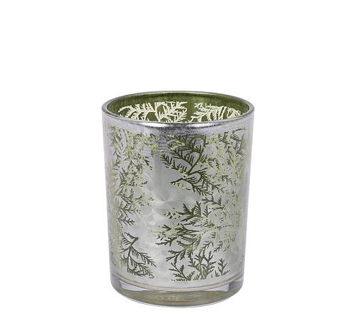 Γυάλινο κηροπήγιο "παγωμένα φύλλα",10x12cm CA310