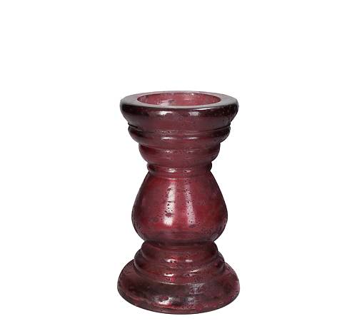 Κηροπήγιο από ανακυκλωμένο γυαλί,μπορντώ,19.5cm KAL-0938