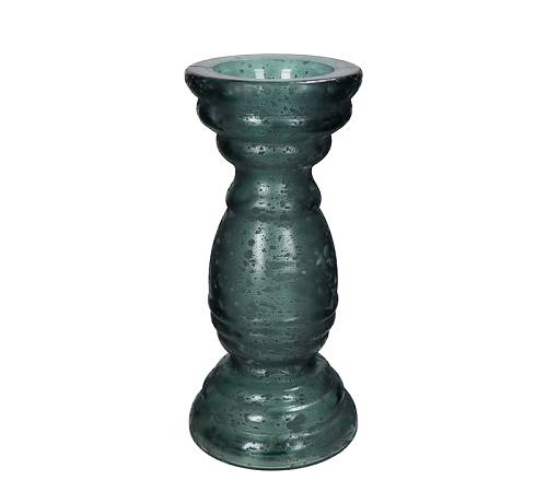 Κηροπήγιο από ανακυκλωμένο γυαλί,πετρόλ,27.5cm KAL-0943