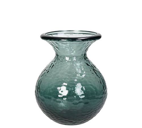 Βάζο από ανακυκλωμένο γυαλί,πετρόλ,15x18.5cm KAL-0948