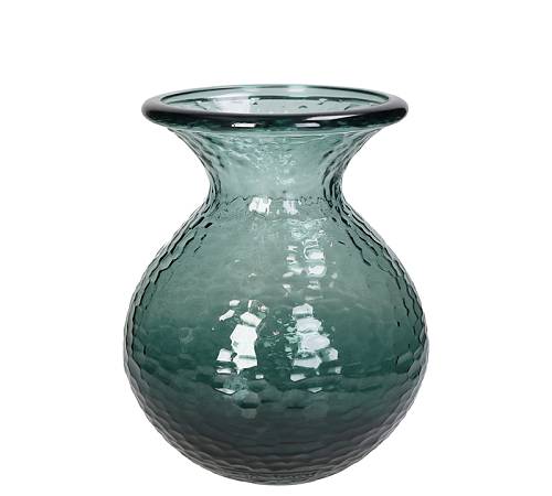 Βάζο από ανακυκλωμένο γυαλί,πετρόλ,20x24.5cm KAL-0949