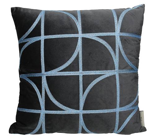 Μαξιλάρι βελούδινο με γεωμετρικά σχ. γκρι/μπλε,45x45cm XET-8639