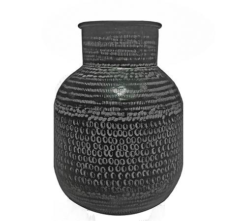 Σφυρήλατο βάζο αλουμινίου κύλινδρος,μαύρο 31x38cm KS120
