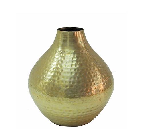 Σφυρήλατο βάζο αλουμινίου, ματ χρυσό 26x26cm KS122
