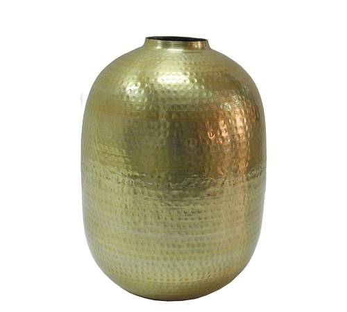 Σφυρήλατο βάζο αλουμινίου, ματ χρυσό 28x45cm KS123