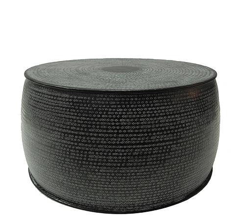 Στρογγυλό σφυρήλατο coffee table αλουμίνο, μαύρο 80x45cm KS137-L