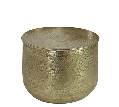 Σφυρήλατο side table αλουμίνο, χρυσό,57x45cm KS142-L