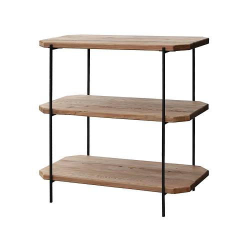 Ραφιέρα με μασίφ ξύλινα ράφια & μεταλ. βάση,80x42x81cm HG220