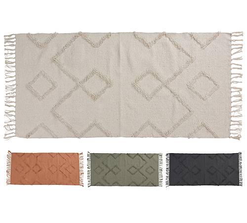 Χαλί cotton με ανάγλυφο σχδ.,σε 4 χρώματα,140x70cm HE329
