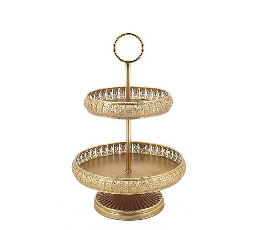 Μεταλλική 2πλή εταζέρα σε χρυσό χρ. 33x50,5cm HT628