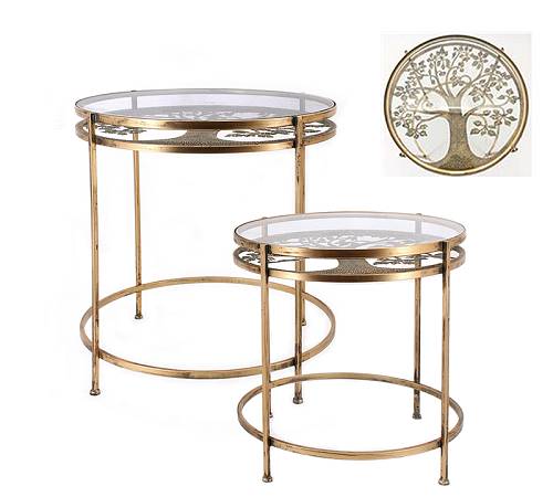 Σε/2 Side table με γυαλινο καπάκι,διαμ.50/60cm EP462