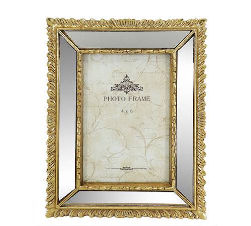 Φωτο/θήκη polyresin με χρυσή κορνίζα καθρέπτη 10x15cm KO170