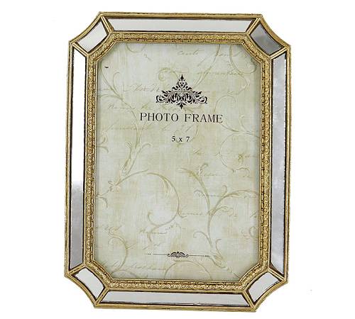 Φωτο/θήκη με οβάλ χρυσή κορνίζα καθρέπτη 13x18cm KO175