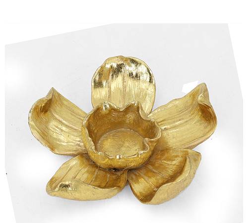 Κηροπήγιο polyresin σχ.λουλούδι, διαμ.14cm HE353