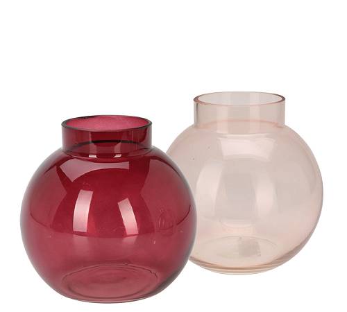 Γυαλινο βάζο σχ.μπάλλα σε 2 χρ., 19x18.5cm HE374