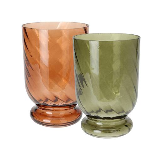 Γυάλινο φανάρι σε λαδι & καφε,14x20cm HE378