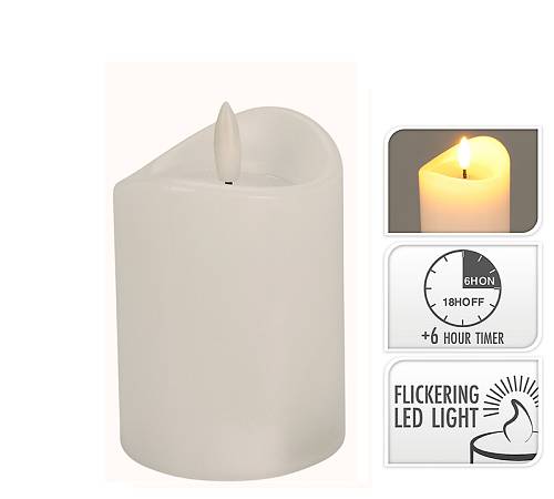 Κερί LED με timer σε λευκό χρ., 7.5x10cm CA376