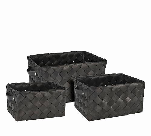 Σετ 3τεμ. Καλάθια από chiips ξύλου, μαύρο χρ. HE392
