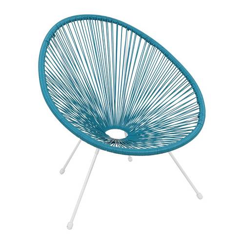 ACAPULCO Πολυθρόνα Μέταλλο Βαφή Άσπρο, Rattan Μπλε Ε-00019720 Ε245,Α3