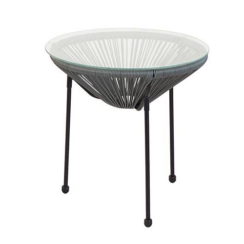 ACAPULCO Τραπεζάκι Μέταλλο Βαφή Μαύρο, Plastic Rattan Γκρι Ε-00023089 Ε246,4