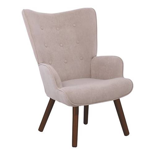 ALMA Πολυθρόνα - Μπερζέρα Σαλονιού - Καθιστικού Καρυδί Ύφασμα Velure Ανοιχτό Καφέ,K/D Ε-00022984 Ε7141,20Κ