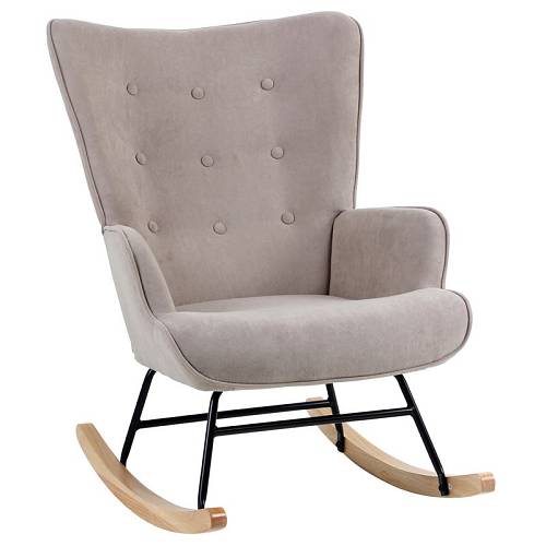 ALMA Rocking Πολυθρόνα Μπερζέρα Καθιστικού, Ύφασμα Velure Καφέ, Βάση Μαύρο-Φυσικό Ε-00024283 Ε7143,2