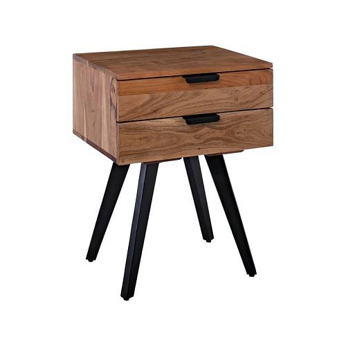 ANKO Κομοδίνο Μέταλλο Βαφή Μαύρο, Ξύλο Ακακία Φυσικό Ε-00022658 ΕΑ7078