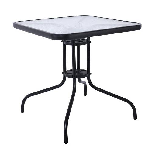 BALENO Τραπέζι Κήπου - Βεράντας, Μέταλλο Βαφή Μαύρο, Γυαλί Tempered Ε-00023760 Ε2407,3
