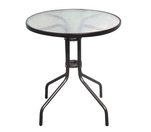 BALENO Τραπέζι Κήπου - Βεράντας, Μέταλλο Βαφή Καφέ, Γυαλί Tempered Ε-00023425 Ε2400W