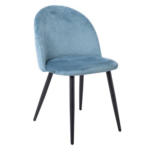 BELLA Καρέκλα Τραπεζαρίας, Μέταλλο Βαφή Μαύρο, Ύφασμα Velure Απόχρωση Petrol Ε-00022832 ΕΜ759,3 (ΣΕΤ ΤΩΝ 4)