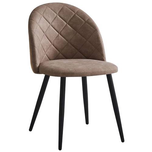 BELLA Καρέκλα Τραπεζαρίας, Μέταλλο Βαφή Μαύρο, Ύφασμα Απόχρωση Suede Μπεζ Ε-00023872 ΕΜ757,1S (ΣΕΤ ΤΩΝ 4)