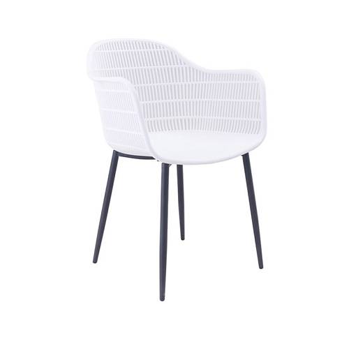 BERRY Πολυθρόνα Μέταλλο Βαφή Μαύρο, PP-UV Άσπρο Ε-00020426 ΕΜ155,2Μ (ΣΕΤ ΤΩΝ 6)